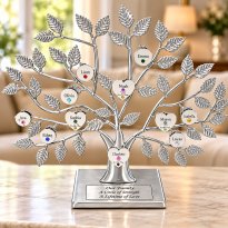 Engraved 20th or 25th Anniversary Gift Silver Family Tree Stand